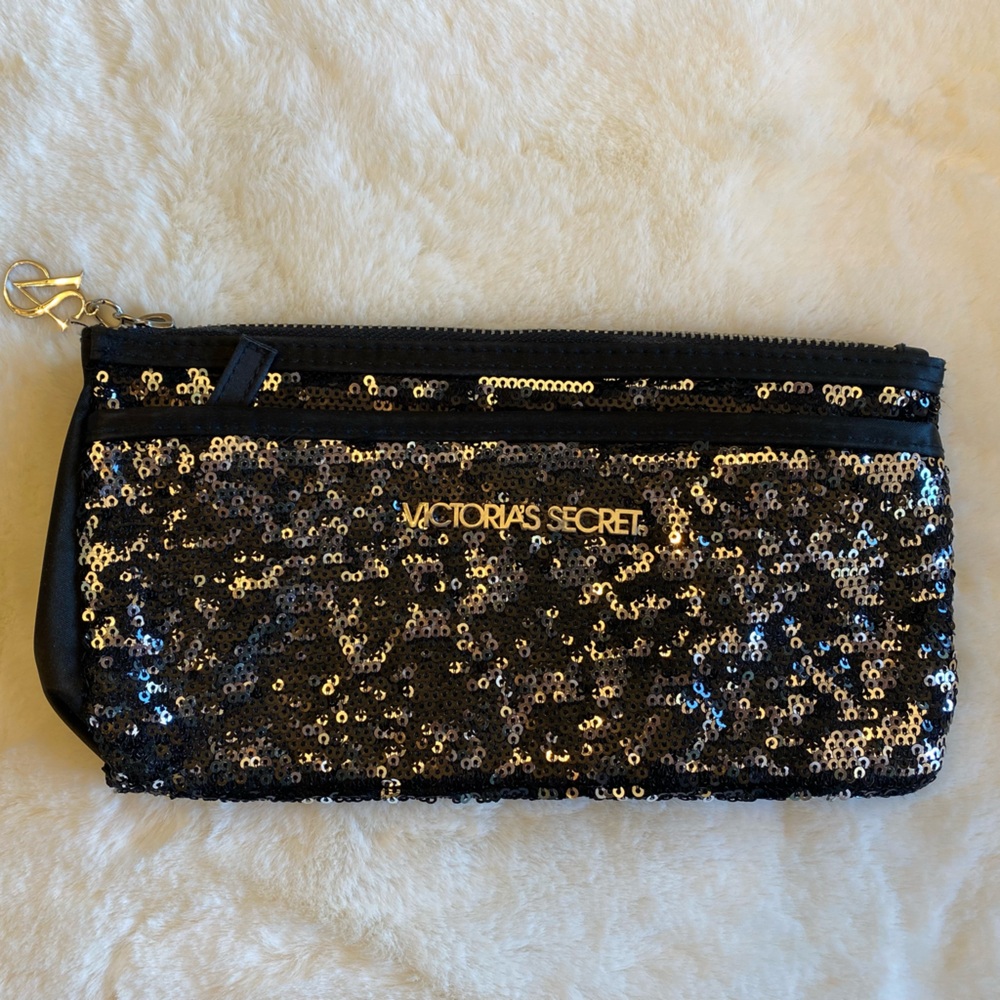 Victoria's Secret Black and Gold Sequin Clutch